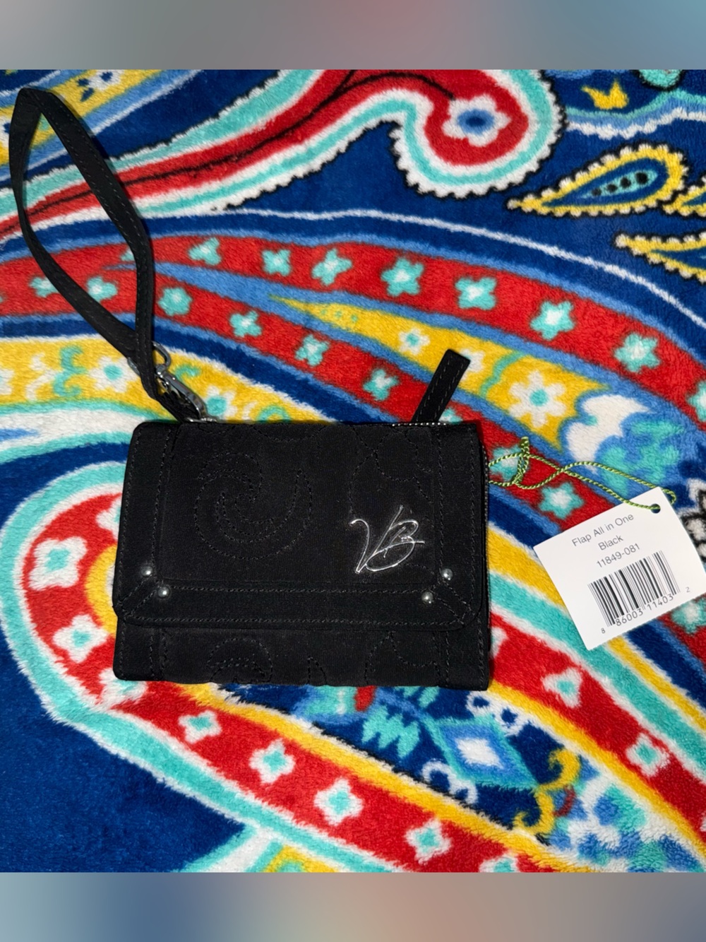 Vera Bradley Black NEW NWT Wallet with Handle all in one